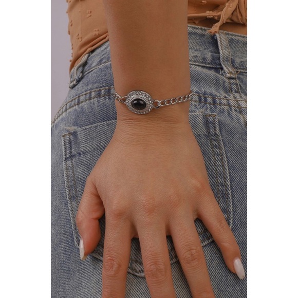 Silver black stone bracelet - Picture 3 of 6